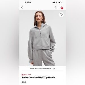 Lululemon Gray Scuba Half-Zip Hoodie